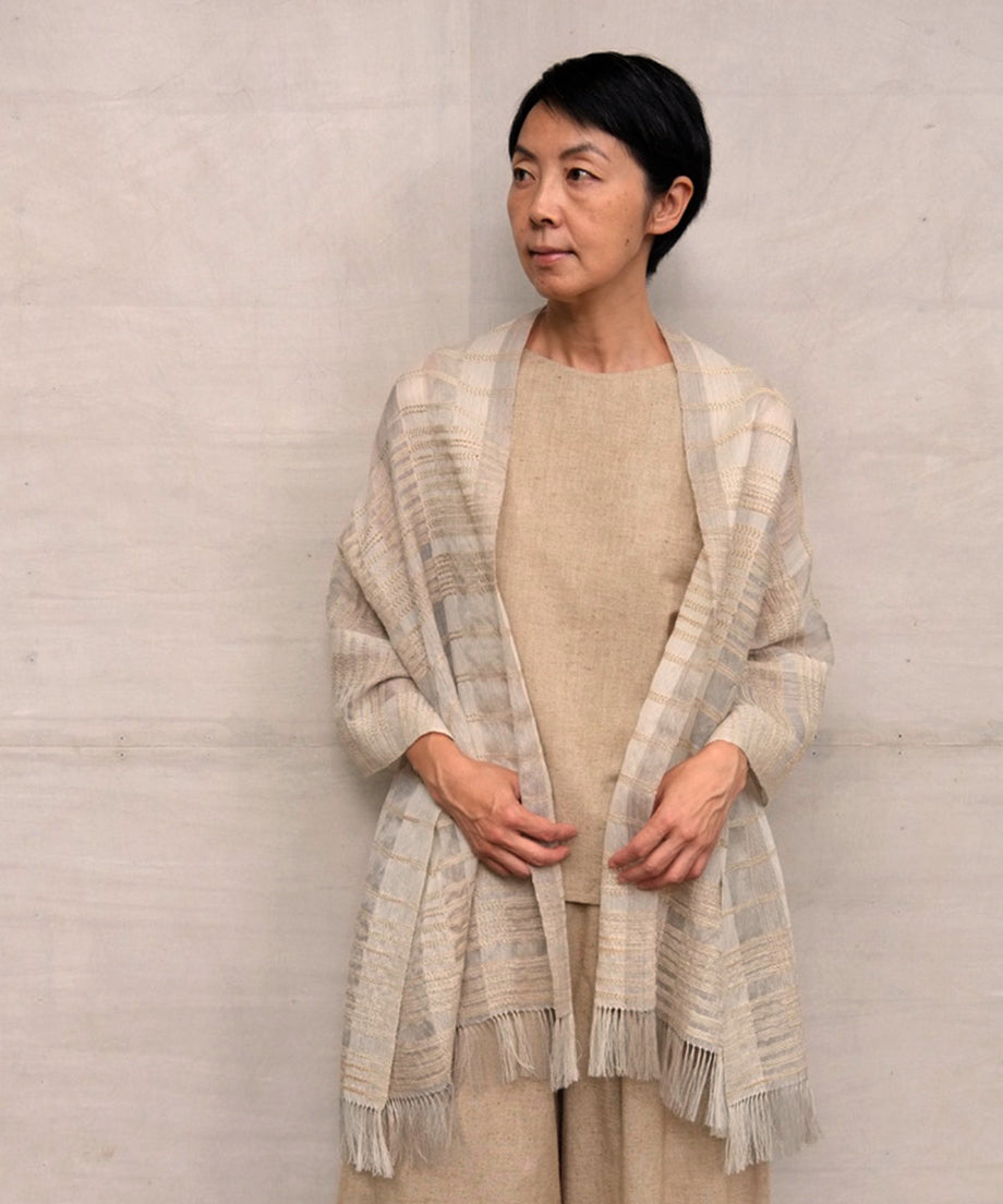 Stole | Shadi, white, 2710WG – Maki Textile Studio