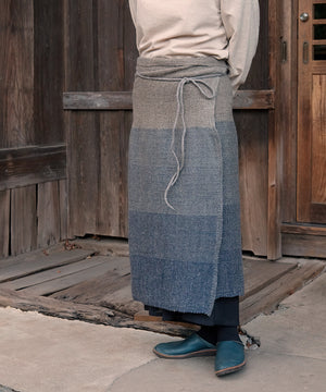 Wrap skirt | Trapezoid, Himalayan Wool, khaki grey & blue, 5500KhDB