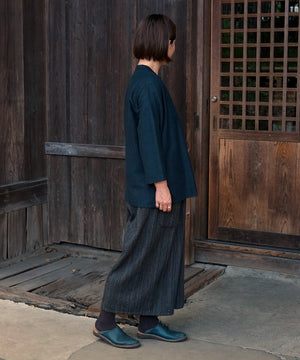 Koti series | Pants, Wool & silk, Black & gray mix stripe, 6870wB