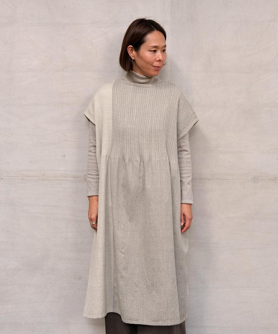 Koti series | One piece, Wool & silk, White & Grey 2 tone, 6974wWGt