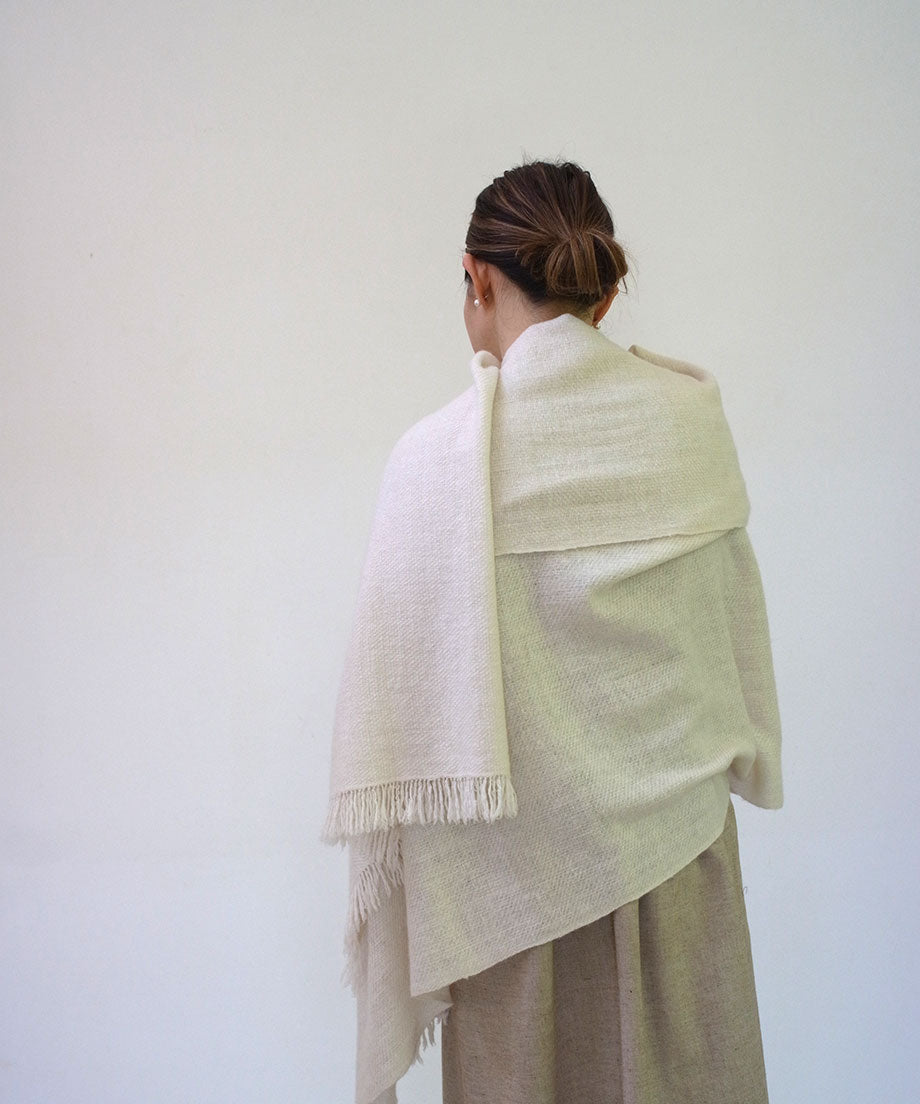 Stole | Pure Pashmina, twill weave, large size, natural, 4257N
