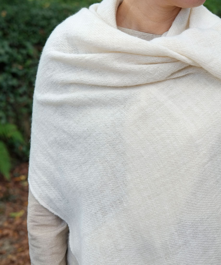 Stole | Pure Pashmina, twill weave, white, 4255W