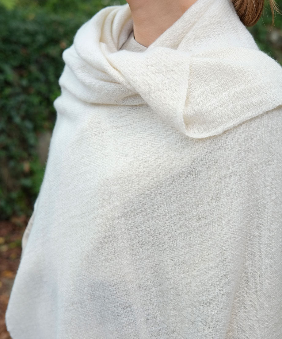 Stole | Pure Pashmina, twill weave, white, 4255W