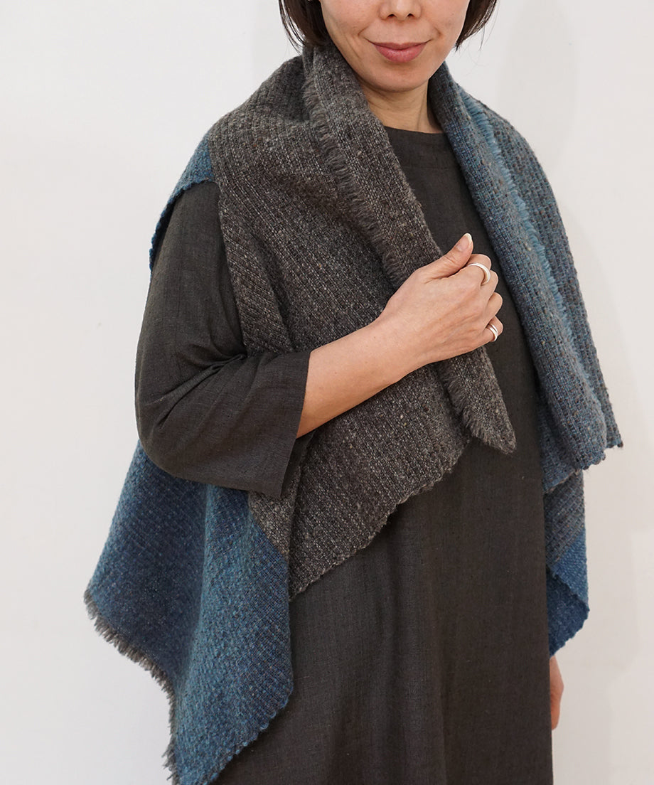 Kalpa cape vest | Himalayan wool, indigo, 5192GI