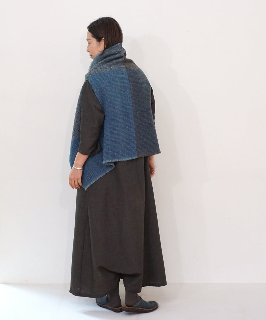 Kalpa cape vest | Himalayan wool, indigo, 5192GI