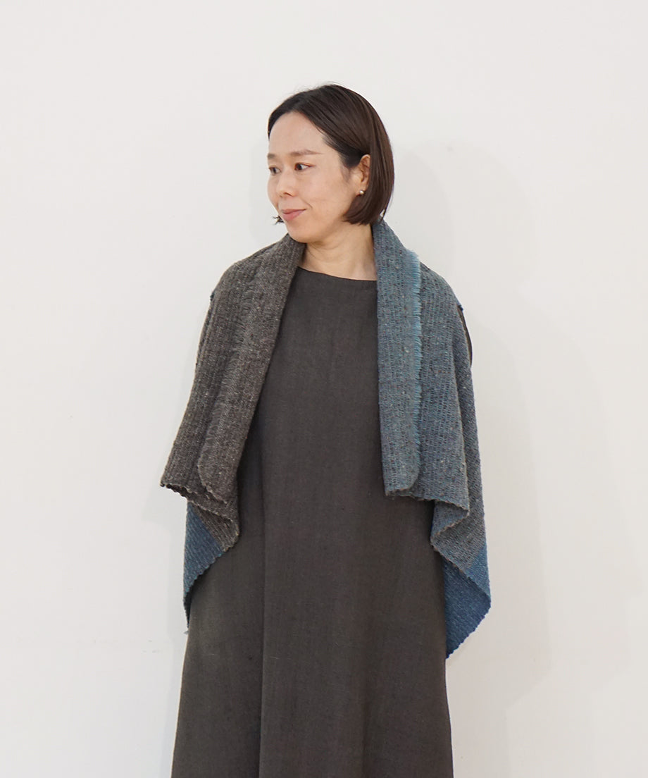 Kalpa cape vest | Himalayan wool, indigo, 5192GI
