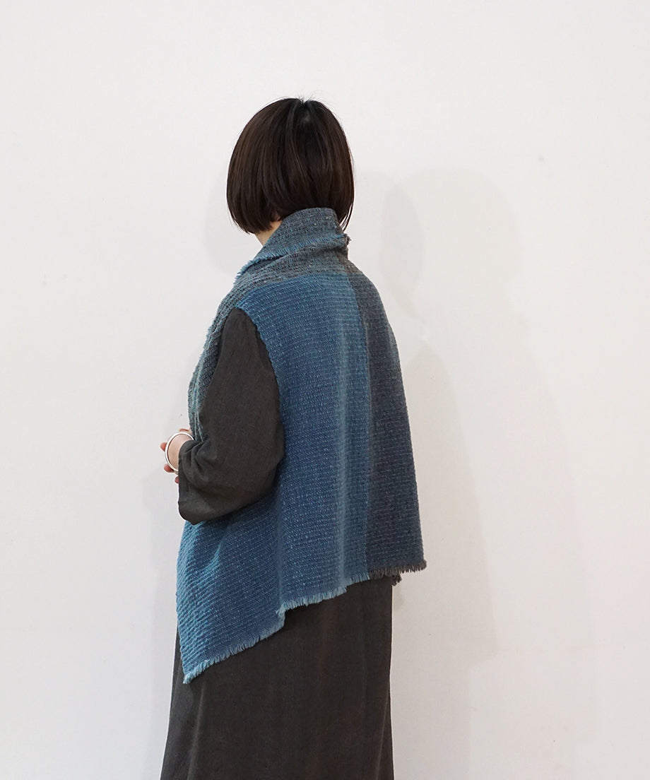 Kalpa cape vest | Himalayan wool, indigo, 5192GI