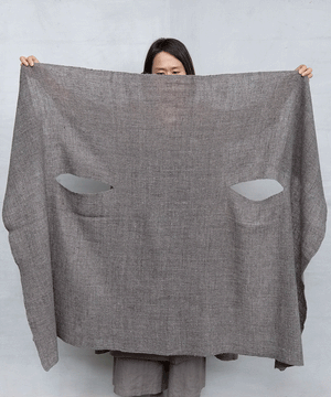 Fukufuku series | Cape vest long, Himalayan wool, Medium gray, 5207MG