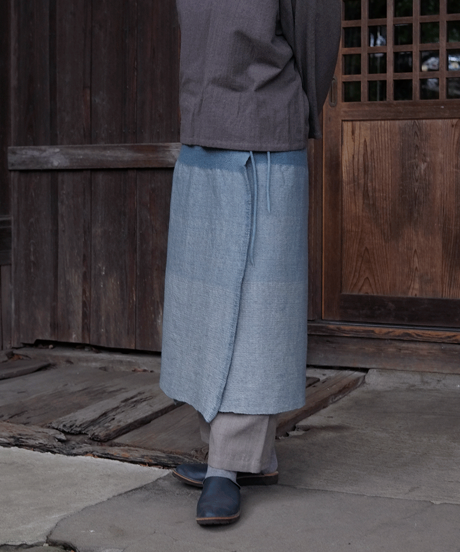 Wrap skirt | Trapezoid, Himalayas Wool, Indigo & light gray, 5500BG