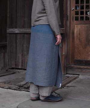 Wrap skirt | Trapezoid, Himalayas Wool, Indigo & gray, 5500BG