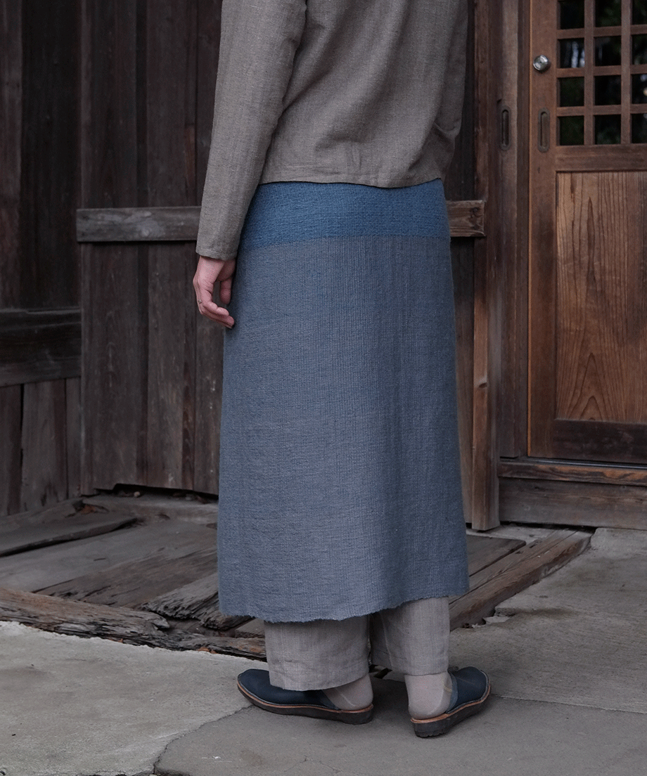 Wrap skirt | Trapezoid, Himalayas Wool, Indigo & gray, 5500BG