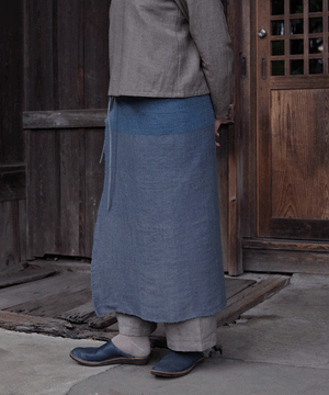 Wrap skirt | Trapezoid, Himalayas Wool, Indigo & gray, 5500BG