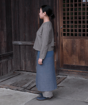Wrap skirt | Trapezoid, Himalayas Wool, Indigo & gray, 5500BG