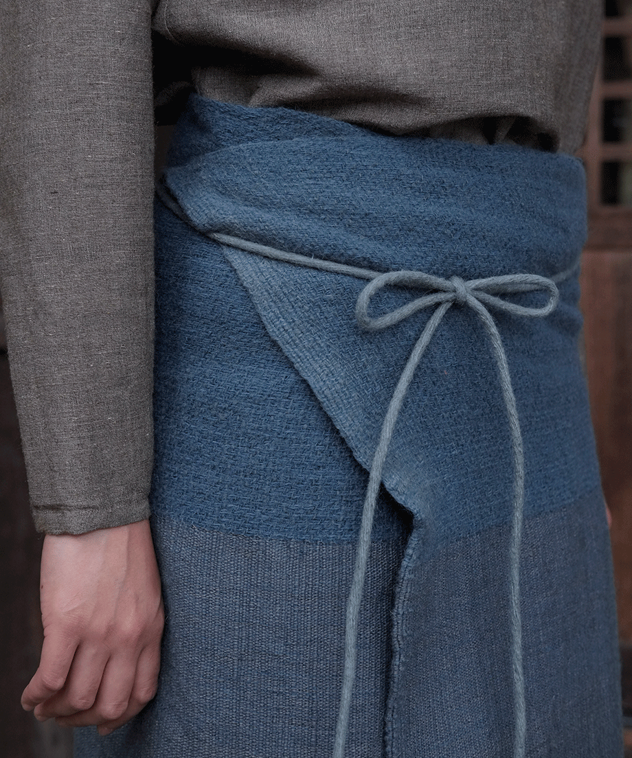 Wrap skirt | Trapezoid, Himalayas Wool, Indigo & gray, 5500BG