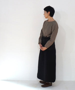 Wrap skirt | Trapezoid, Tussar silk nasi & wool, Black, 5503B