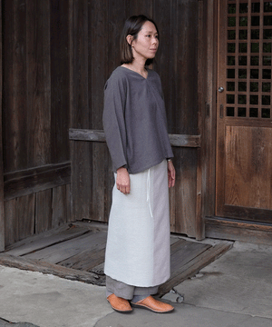 Wrap skirt | Plain, Himalayan Wool, White & pink, 5505WPs
