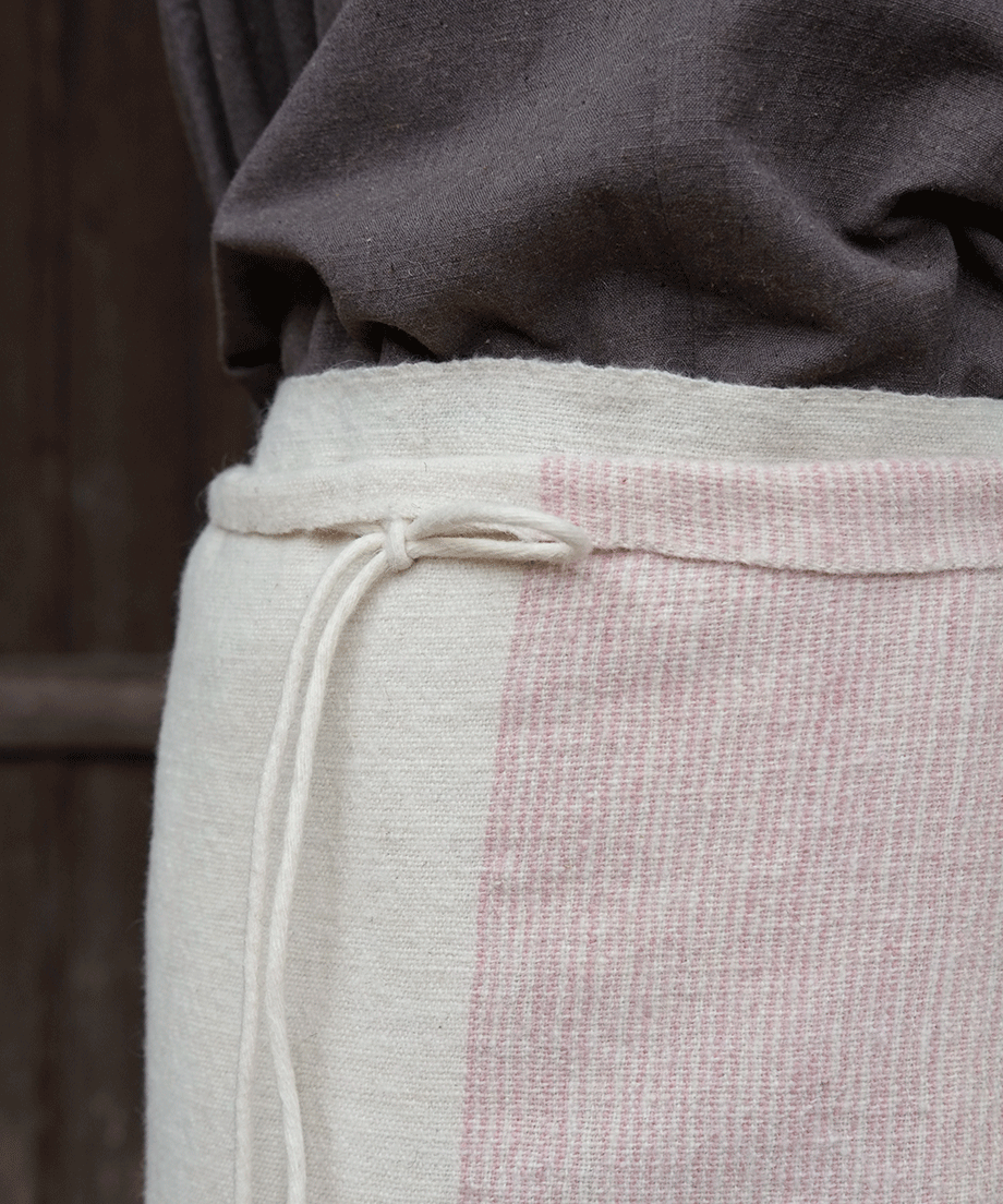 Wrap skirt | Plain, Himalayan Wool, White & pink, 5505WPs