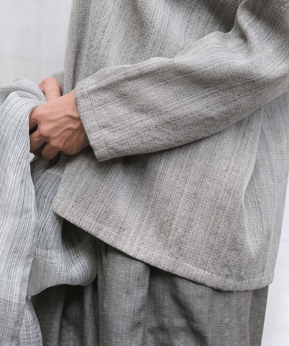Koti series | Pullover, Wool & silk, Heather gray, 6555WG