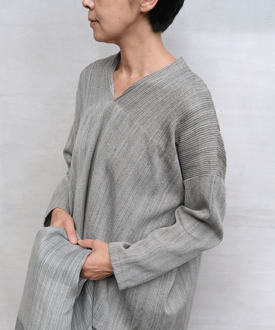 Koti series | Pullover, Wool & silk, Heather gray, 6555WG