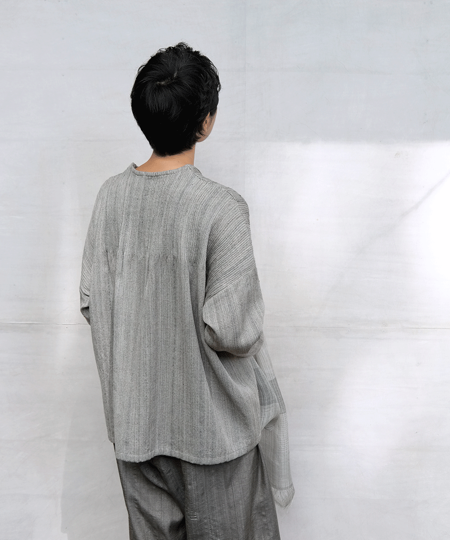 Koti series | Pullover, Wool & silk, Heather gray, 6555WG