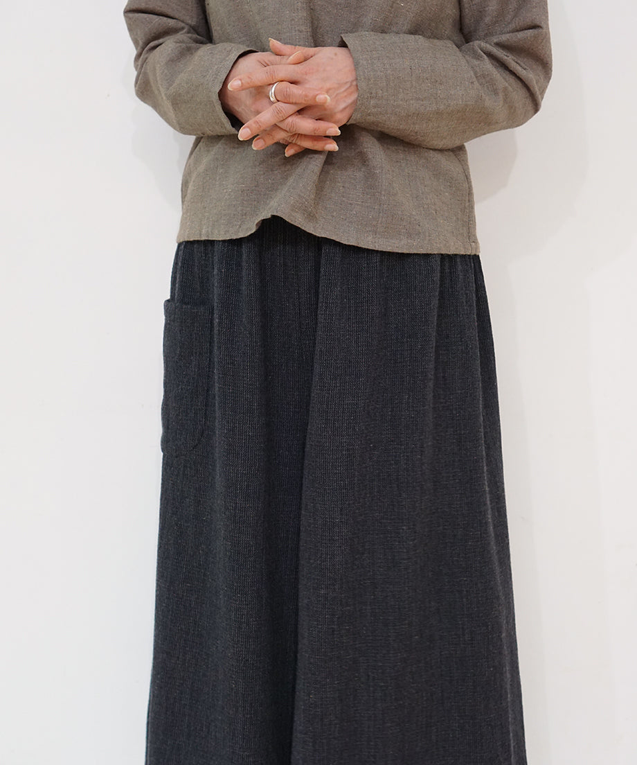 Koti series | Pants, Wool & silk, Black & Grey stripe, 6870wB