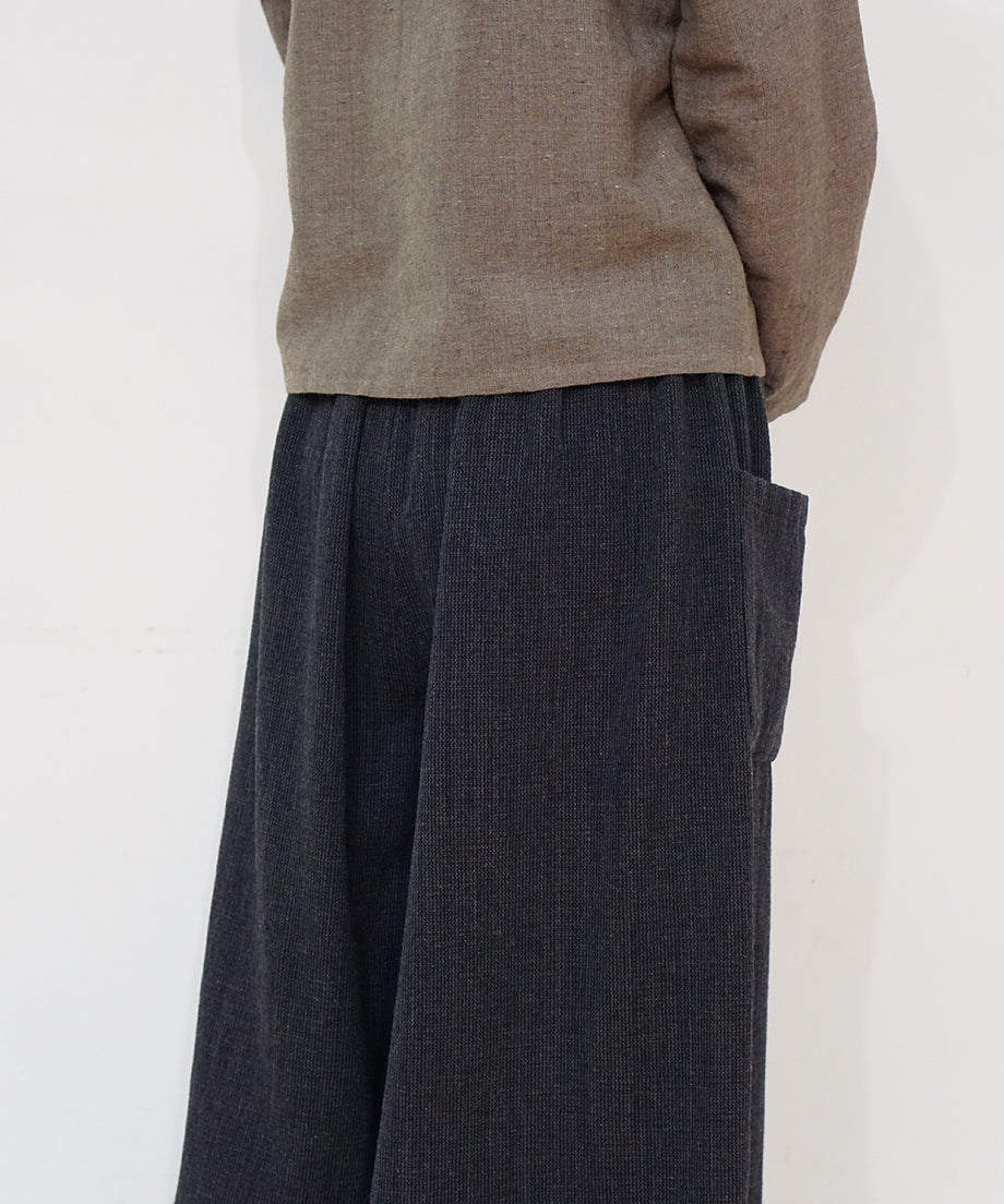 Koti series | Pants, Wool & silk, Black & Grey stripe, 6870wB