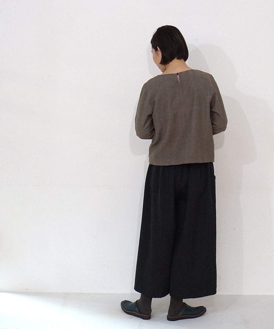 Koti series | Pants, Wool & silk, Black & Grey stripe, 6870wB