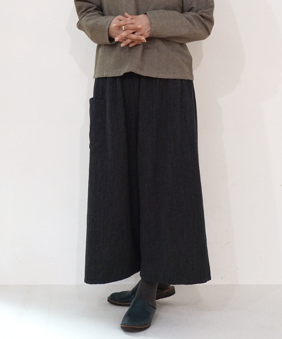 Koti series | Pants, Wool & silk, Black & Grey stripe, 6870wB