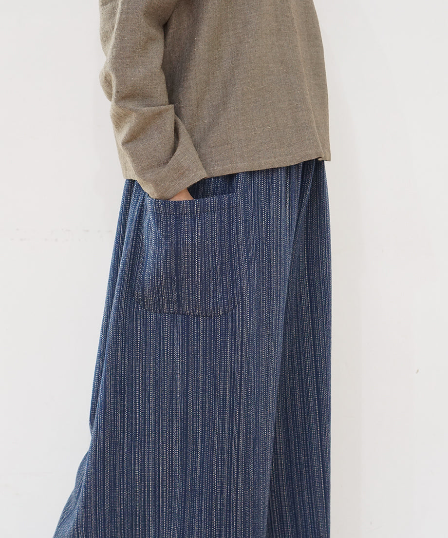Koti series | Pants, Wool & silk, Blue & Grey mix stripe, 6870wBl