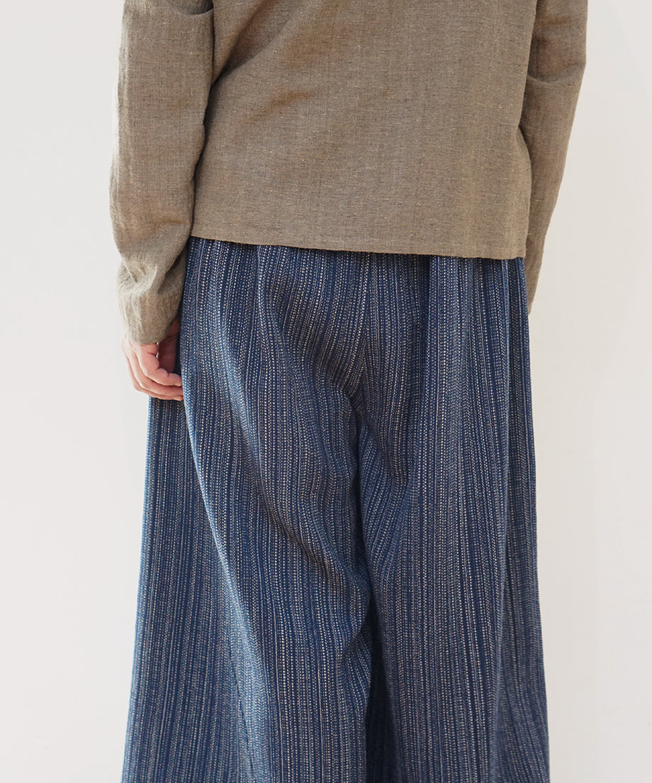 Koti series | Pants, Wool & silk, Blue & Grey mix stripe, 6870wBl