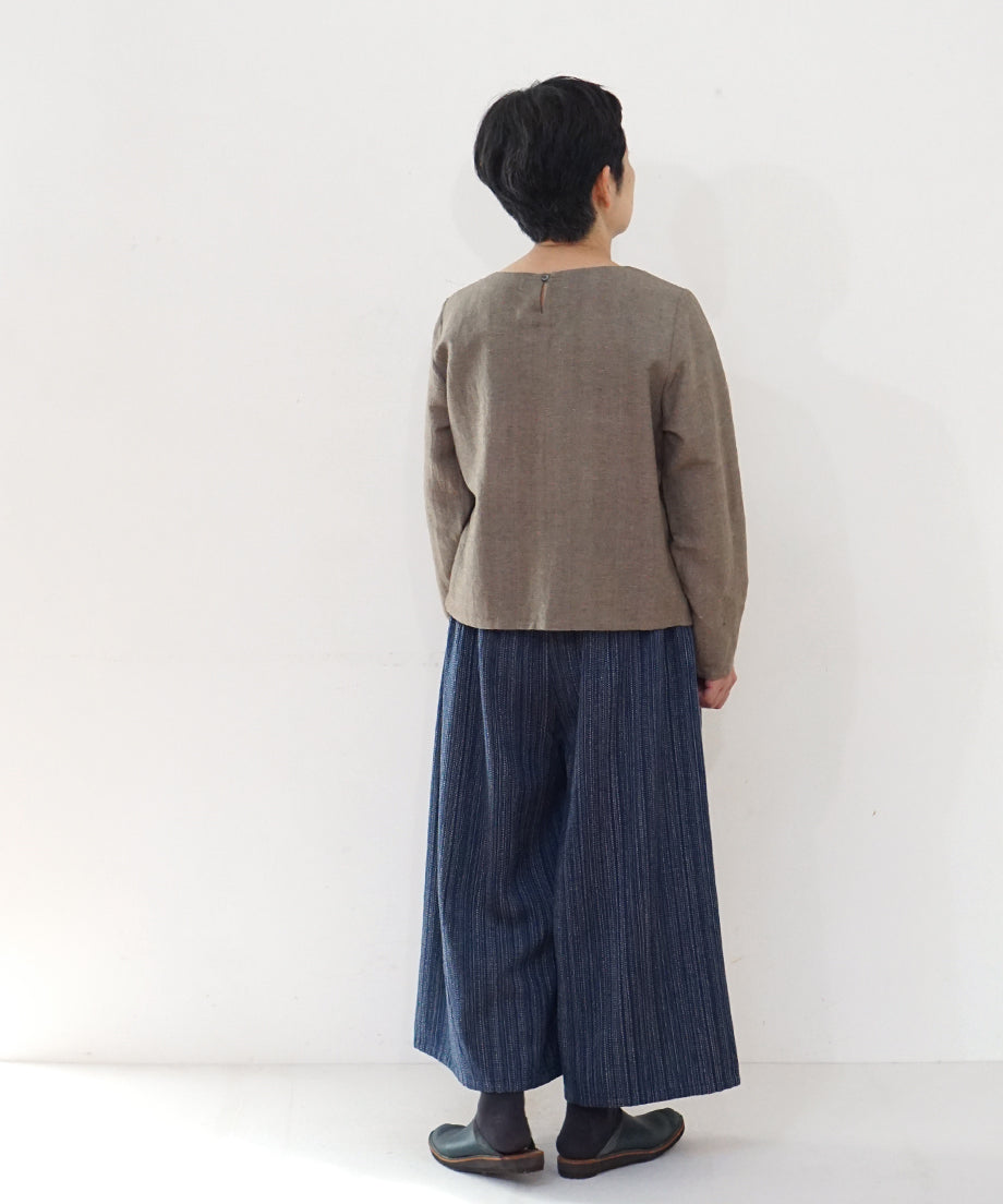 Koti series | Pants, Wool & silk, Blue & Grey mix stripe, 6870wBl