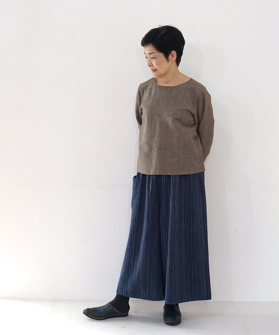 Koti series | Pants, Wool & silk, Blue & Grey mix stripe, 6870wBl