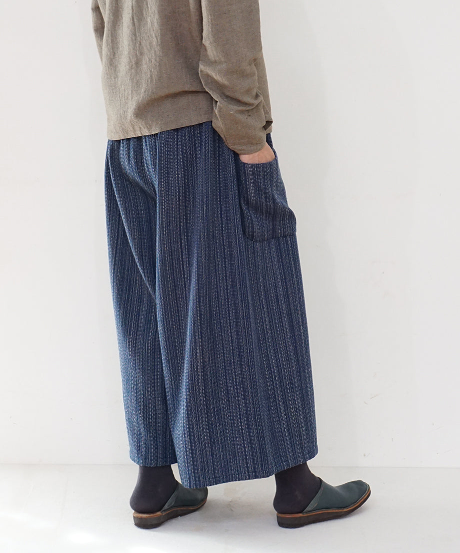 Koti series | Pants, Wool & silk, Blue & Grey mix stripe, 6870wBl