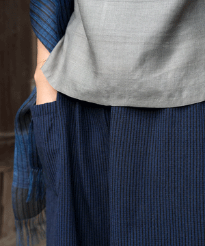 Koti series | Pants, Wool & silk, Blue & black stripe, 6870wGBl