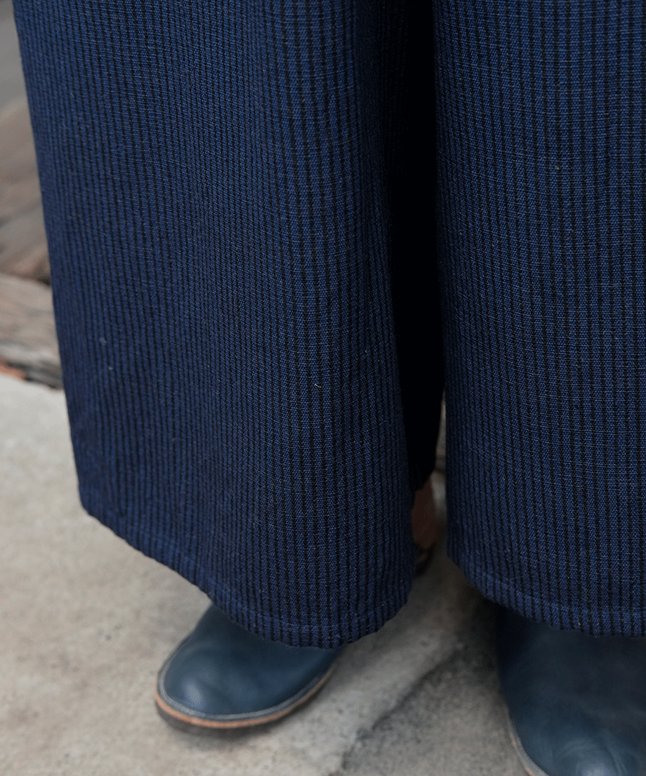 Koti series | Pants, Wool & silk, Blue & black stripe, 6870wGBl