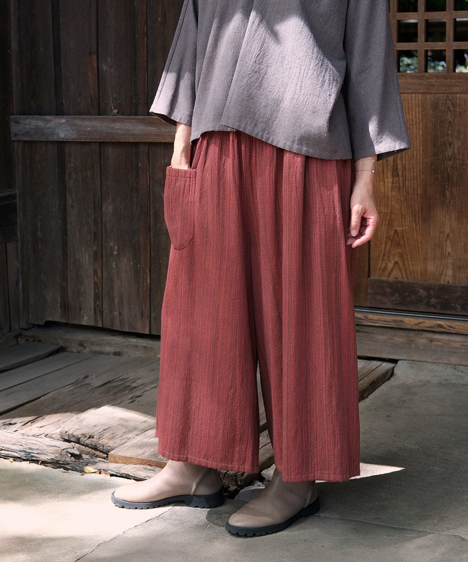 Koti series | Pants, Wool & silk, Red & Charcoal mix stripe, 6870wR