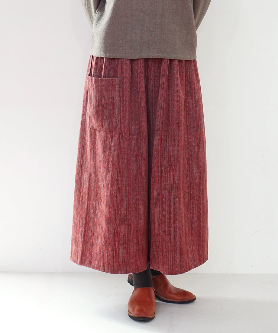 Koti series | Pants, Wool & silk, Red & Grey mix stripe, 6870wR