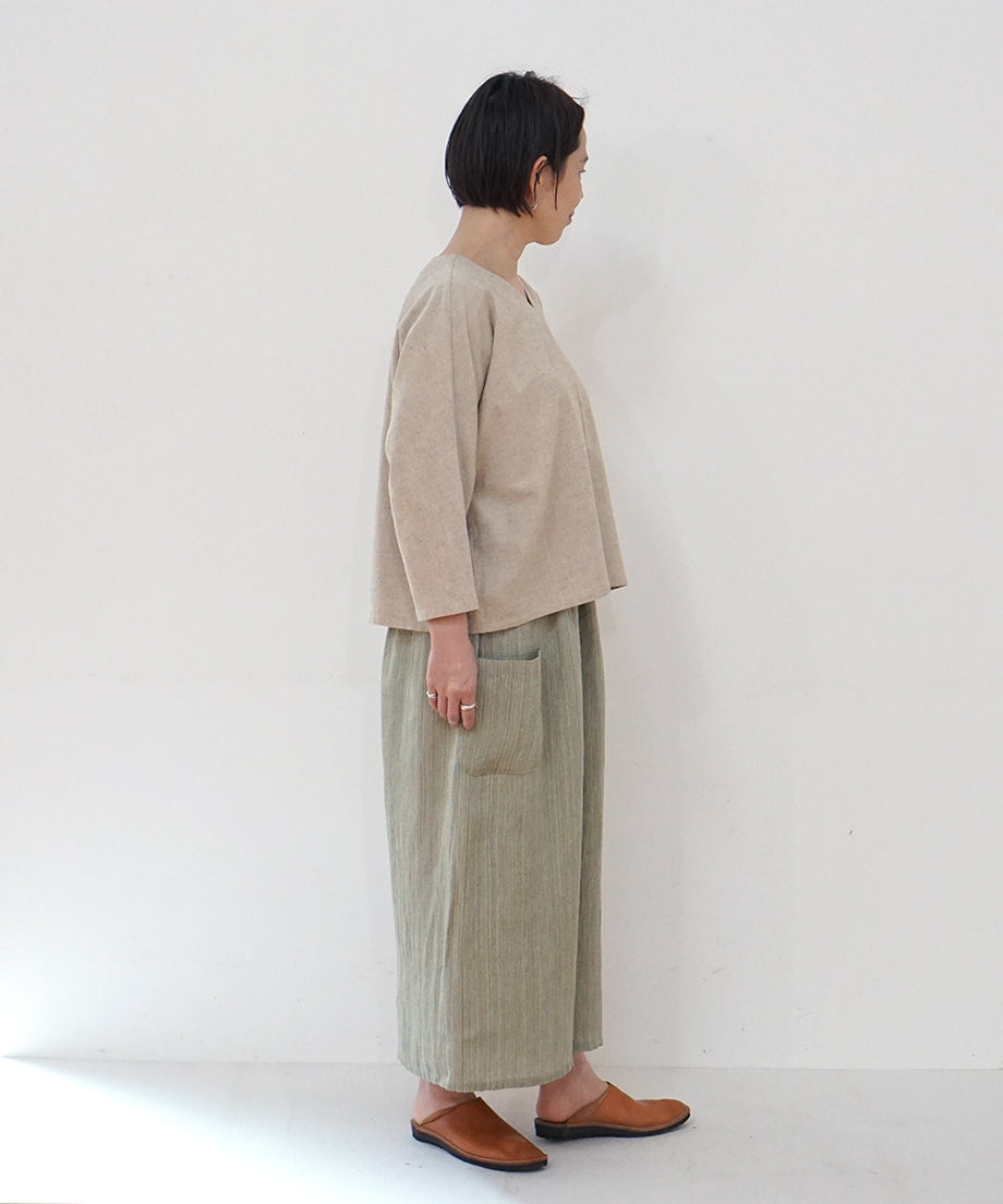 Koti series | Pants, Linen & silk, Green gray, 6874lGr