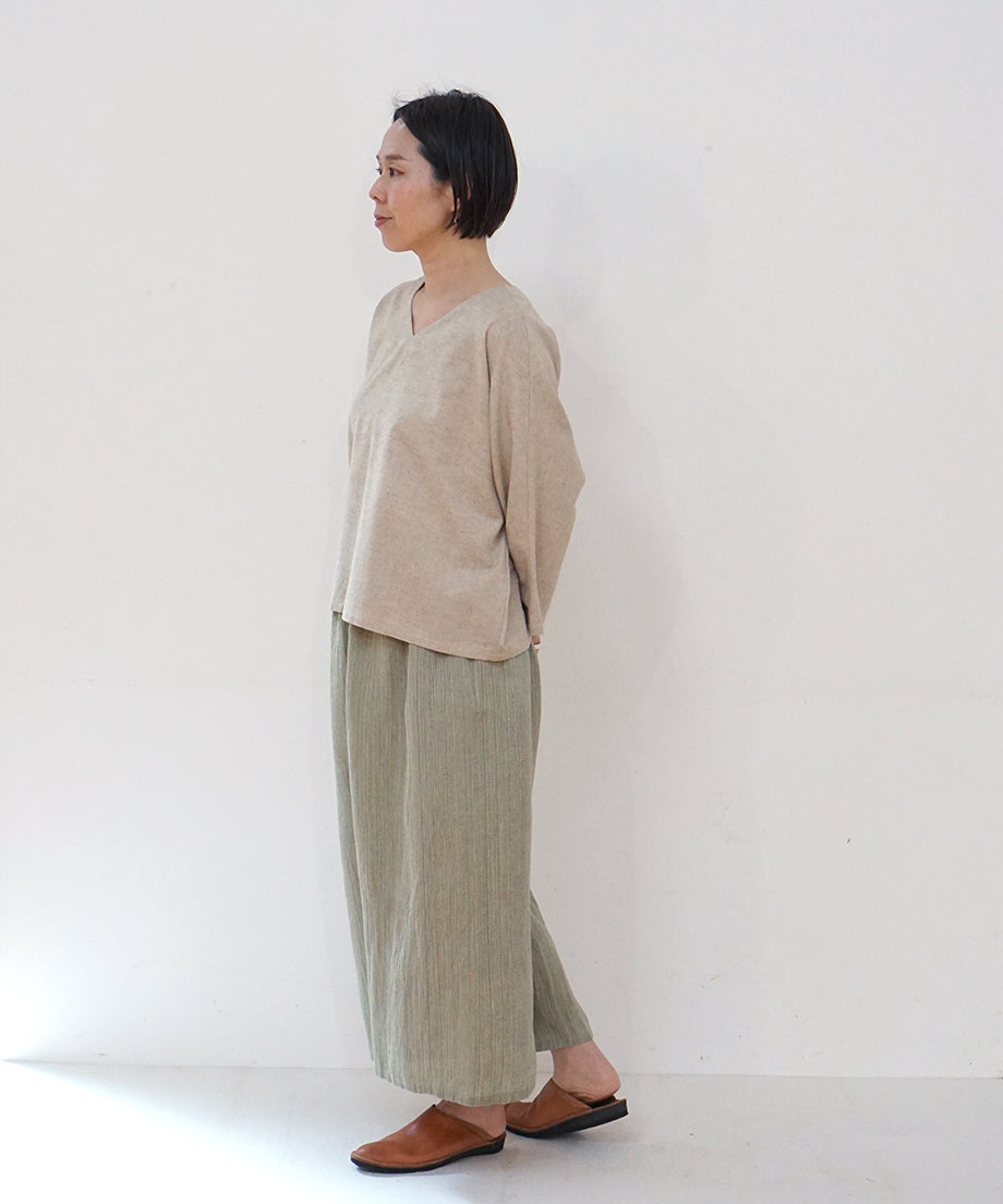 Koti series | Pants, Linen & silk, Green gray, 6874lGr