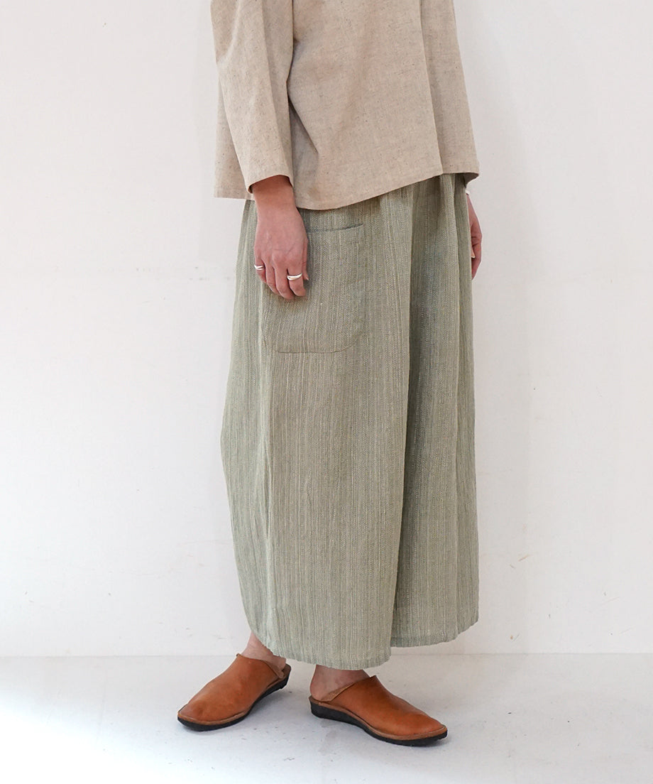 Koti series | Pants, Linen & silk, Green gray, 6874lGr
