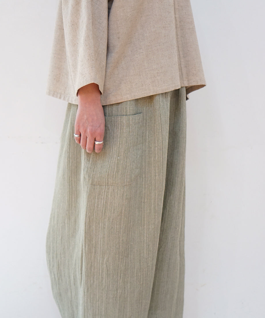 Koti series | Pants, Linen & silk, Green gray, 6874lGr
