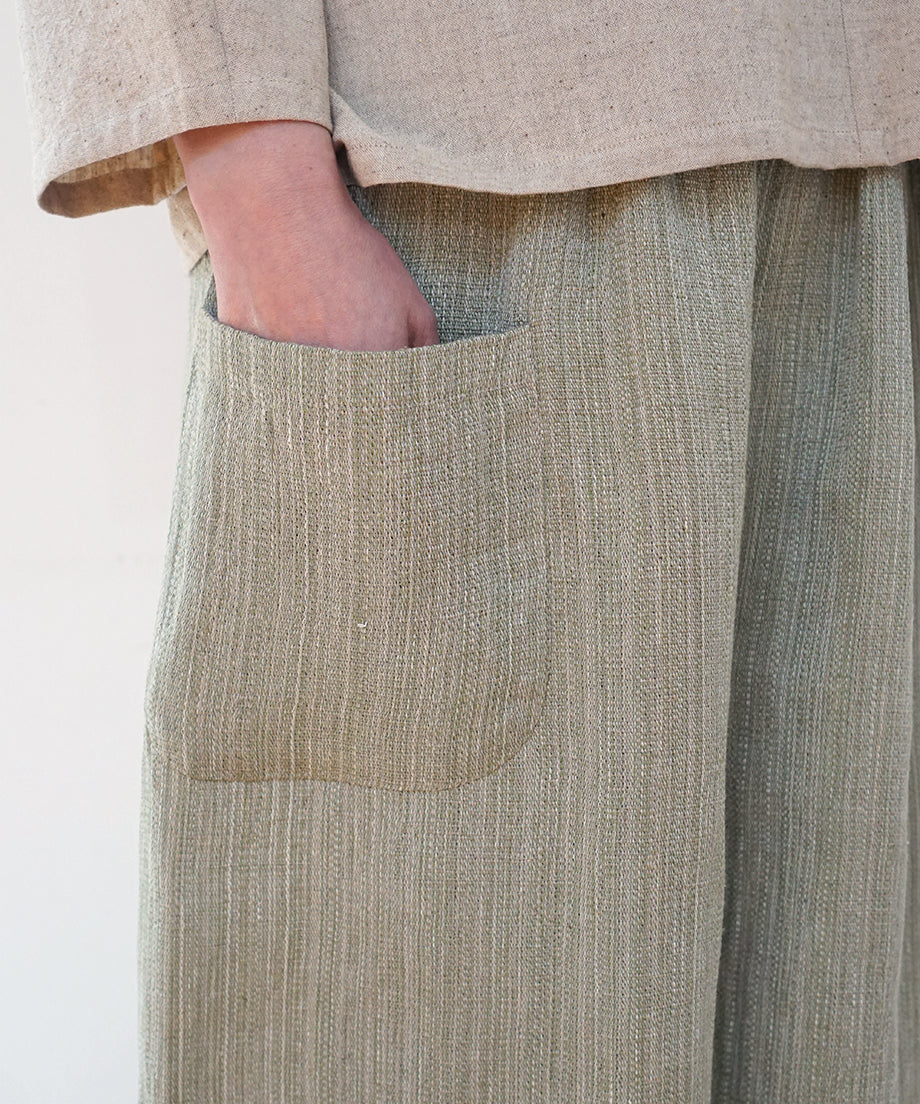 Koti series | Pants, Linen & silk, Green gray, 6874lGr