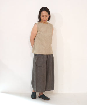 Koti series | Pants, Linen & silk, Grey & Black stripe, 6874lGst