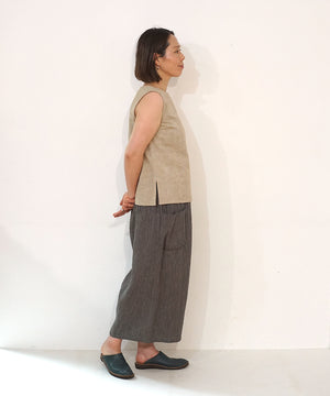 Koti series | Pants, Linen & silk, Grey & Black stripe, 6874lGst