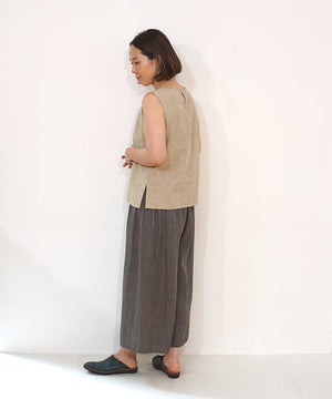 Koti series | Pants, Linen & silk, Grey & Black stripe, 6874lGst