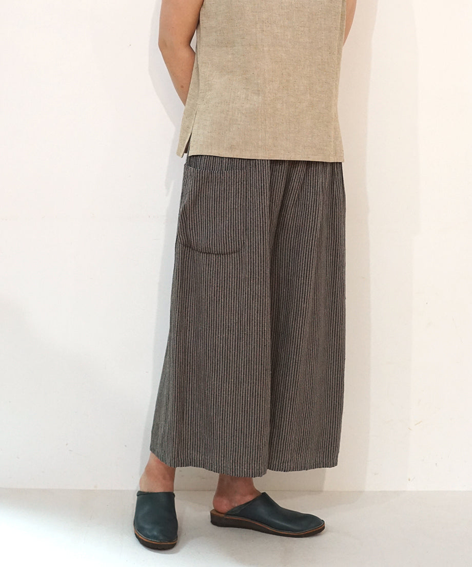 Koti series | Pants, Linen & silk, Grey & Black stripe, 6874lGst