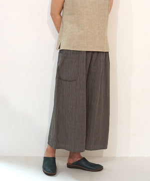 Koti series | Pants, Linen & silk, Grey & Black stripe, 6874lGst