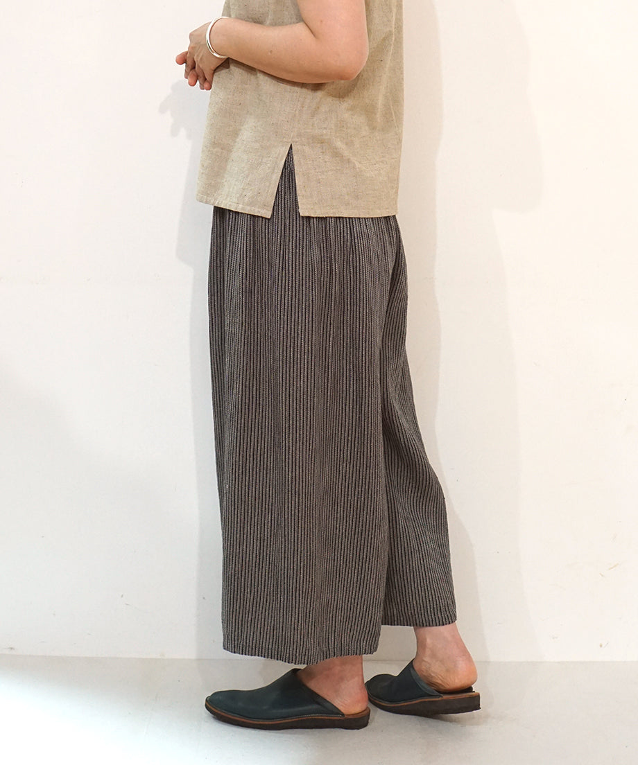 Koti series | Pants, Linen & silk, Grey & Black stripe, 6874lGst