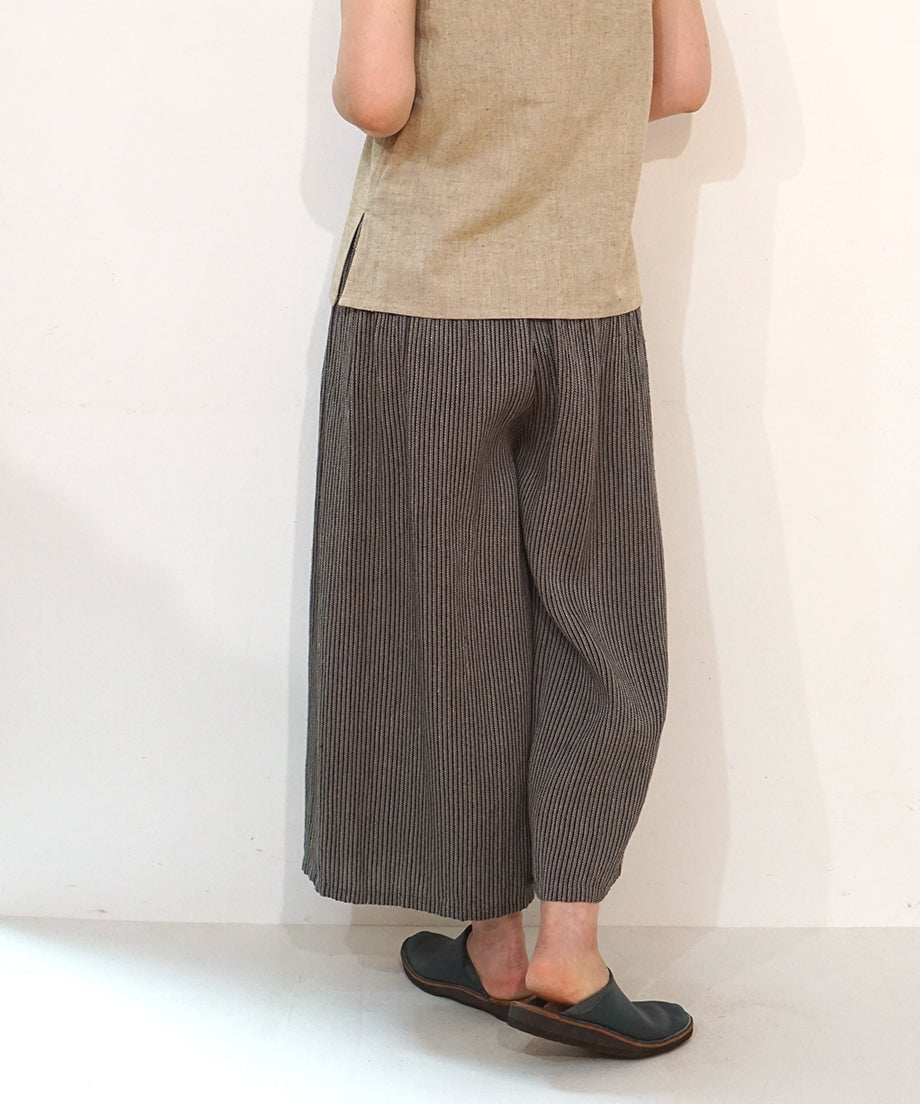 Koti series | Pants, Linen & silk, Grey & Black stripe, 6874lGst