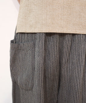 Koti series | Pants, Linen & silk, Grey & Black stripe, 6874lGst